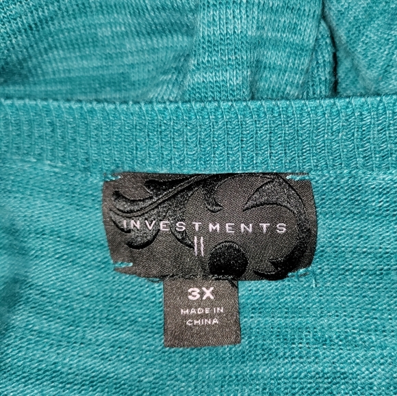 Investments plus sized sweater, long sleeve, turquoise - Picture 4 of 4
